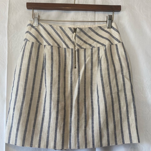 J. Crew Size 2 Linen and Cotton Blue and Off White Skirt Beach Summer Spring - Picture 3 of 5